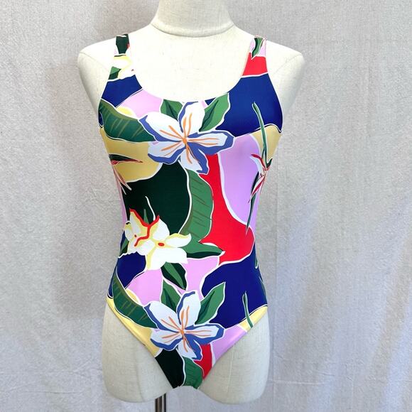 Onia Swim Rachel One Piece Swimsuit floral camo Size Small scoop back high cut - Picture 3 of 16